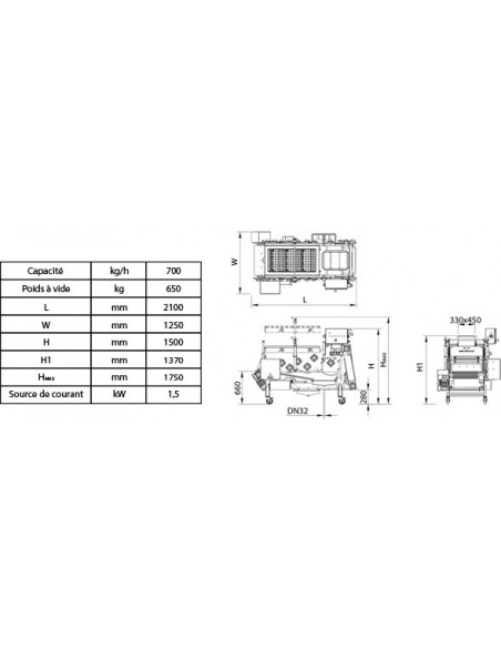 Pressoir à bande 700 kg/h